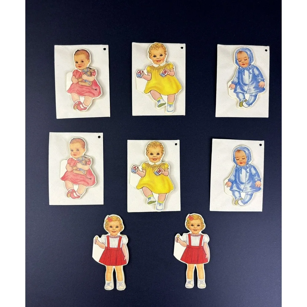 Vintage Die Cut Kitschy Paper Doll Cutout Gift Tags To/From Crafting Scrapbook